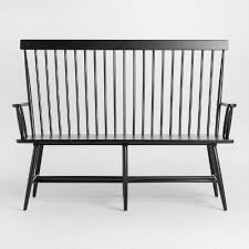 Black Bench With Back Black Wood Kamron High Back Windsor Bench With Images Windsor Bench Dining Bench With Back High Back Dining Chairs