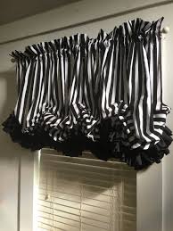 Black And White Striped Valance Curtains This Curtain Is Made Of A Black And White Stripe Cotton Fabric It Is Lined In White There Are Double Ruffles Made Balloon Curtains Curtains Striped Curtains