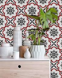 Sticker Faience Vinyle Papier Peint Amovible Credence Genova Rouge Bathroom Splashback Vinyl Wallpaper Sophisticated Tile
