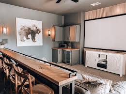 Designing a home theater room can be such a enjoyable project because you can play around with cool and unconventional decor ideas that you my home theater design also included spotlights and a pale red carpet to match the seat colors. Home Theater Design Ideas You Ll Want To Copy A Blissful Nest