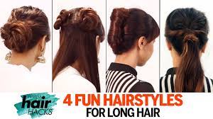 Long hair men continue to look fashionable and trendy. 4 Hairstyles For Long Hair Quick Easy Hairstyle Tutorial Hair Hacks Femina Beauty Youtube