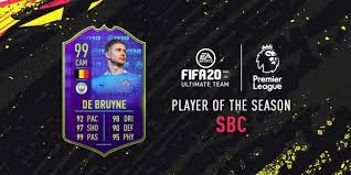 Kevin de bruyne rates the fifa 20 premier league xi. Kevin De Bruyne Fifa 20 Sbc Requirements Costs And Chemistry Style