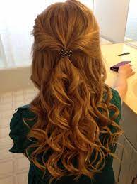 Curly Prom Hair Blonde Half Up Down Simple Homecoming Cute Pretty Beautiful Red Accessories Curly Hair Styles Easy Long Hair Styles Simple Prom Hair