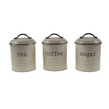 Same day delivery 7 days a week £3.95, or fast store collection. Set Of 3 Round Tea Coffee Sugar Canisters Kitchen Storage Jars Containers Cream On Onbuy