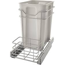 All you need are a few boards and drawer slides, and you'll have the perfect hiding spot for that unsightly garbage can! Closetmaid 32102 Premium 24 Quart Cabinet Sliding Pull Out Trash Bin Platinum Walmart Com Walmart Com