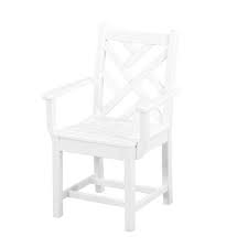 Classic silhouettes are transformed into outdoor luxury in the our dayna side chair captures the sophisticated soul of chinese chippendale styling. Polywood Chippendale White All Weather Plastic Outdoor Dining Arm Chair Cdd200wh The Home Depot
