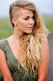 Sidecut Hairstyle Beautiful Women Longhair Undercut Frauen Lange Haare Lange Haare Haarschnitt