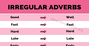 It is possible to place the adverb before the verb. Irregular Adverbs List Of 10 Useful Irregular Adverbs In English Love English