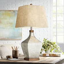 Saville Faux Leather Shade Mercury Glass Table Lamp Glass Table Table Lamp Transitional Table Lamps