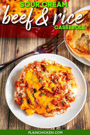 Sour Cream Beef And Rice Casserole Plain Chicken Beef And Rice Creamed Beef Plain Chicken Recipe