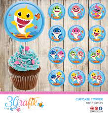 Free printable baby shark cupcake toppers. Baby Shark Cupcake Topper Printable 3grafik
