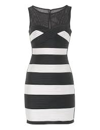 Bcbg Max Azria Mara Fitted Black White Block Striped Mini Dress