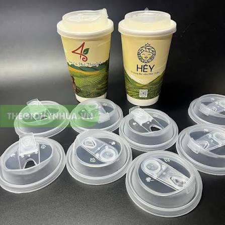 Nắp uống trực tiếp nút khóa rời, nắp Sip uống trực tiếp 90mm dùng cho ly giấy 2 lớp và ly tim cứng phi 90: SET 100 cái