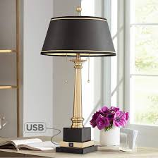 Georgetown Brass Finish Desk Lamp With Usb Port 39r91 Lamps Plus Desk Lamp Traditional Desk Lamps Desk Lamp Design