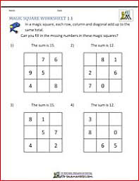 1st Grade Magic Square Puzzle Fill In The Missing Numbers To Make A Magic Square First Grade Math Worksheets Math Worksheets Magic Squares Math