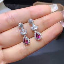 KJJEAXCMY 925 sterling silver inlaid natural pyrope garnet Women  personality elegant plant water drop gem earrings ear stud supp