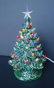 Ceramic Christmas Tree Lighted With Small Plastic Bulbs 8 Inch Size Ceramic Christmas Trees Christmas Memory Vintage Style Light