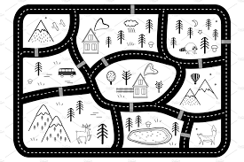 Mat Rug Clipart Black And White Black And White Kids Road Play Mat Road Kids Play Mat Monochrome Prints
