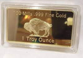 This measures out to be about 10 percent more than the avoirdupois ounce. 1 Troy Oz 999 Fine Gold Buffalo Bar
