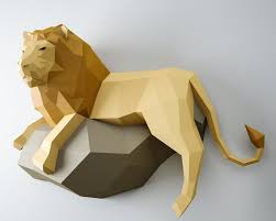Aus dem orangen papier schneiden sie ein 8 x 14 cm großes rechteck aus und klappen es längs zusammen. Papercraft Lowe 3d Papier Modell Pdf Papier Handwerk Etsy Paper Models Paper Sculpture Paper Animals