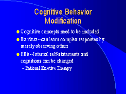 Anuja chavan 10/04/12principles of cognitive therapy it is based on the cognitive model of emotional disorders. Cognitive Behavior Modification