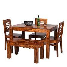 If you're considering the mix and match effect with a dining table with bench, make sure to measure the height of your current set of dining room chairs. 1 Table 2 Chair And Bench Square Table Wooden Dining Table Set For Home Rs 1200 Square Feet Id 22161218048