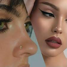 EOEMY 925 Sterling Silver Twelve Constellations 24G Nose Bone Ring Piercing  Stud-2 Pieces-E