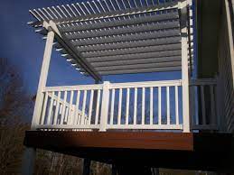 Google Image Result For Http Archadeckwestcounty Files Wordpress Com 2011 08 White Vinyl Pergola And Elevated Deck In Deck With Pergola Pergola Vinyl Pergola