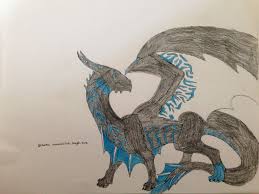 Black And Blue Dragon Drawing 