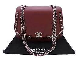 Chanel Chain Around Cc Logo Shoulder Bag Burgundy Leather Silvertone E47947e Ebay