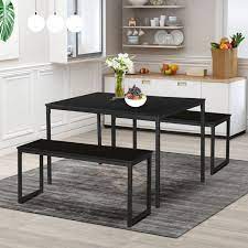 Kitchen table bench small kitchen tables dining corner kitchen dining sets dining room table kitchen furniture dining bench furniture design contemporary small kitchens. Dining Room Set For 4 3 Pieces Farmhouse Kitchen Table Set With Two Benches Small Dining