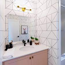 How To Use Wallpaper In Your Bathroom Gold Wallpaper Bathroom Geometric Wallpaper Geometric Wallpaper For Walls
