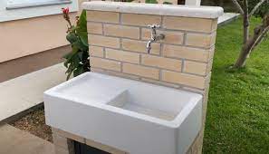 Install an outdoor sink with a faucet connected directly to a garden hose for a convenient place to wash hands or paint brushes! Here Is How To Build Your Own Outdoor Sink Unit Ie