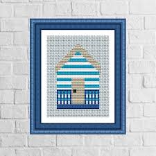 beach hut cross stitch pattern instant download pdf