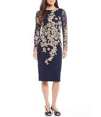Xscape Embroidered Floral Lace Sheath Dress