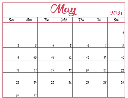 Free editable 2021 calendars in word : Free Print Blank Calendar For May 2021 Fillable Editable Template