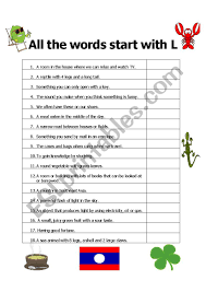 Words that start with l. All The Words Start With L Esl Worksheet By Pjrob