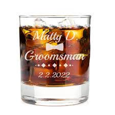 Monogrammed Diamond Bow Engraved Whiskey Glass Groomsmen Husband Beer Pint  Glass, Dad Boyfriend Birthday Gift Father's Day Rocks Glass