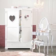 Wooden Wardrobe In White W 130cm Valentine Maisons Du Monde Wooden Armoire Wooden Wardrobe Single Door Wardrobe