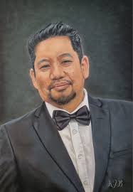 Self-portrait demonstration in soft pastel