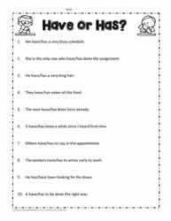Grade 3 grammar topic 13: Has Or Have Worksheets