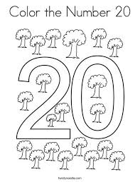 Color The Number 20 Coloring Page Twisty Noodle Coloring Pages Numbers Preschool Preschool Learning Activities
