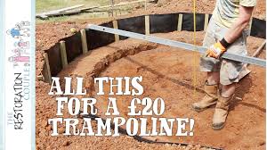 sunken trampoline retaining wall on a