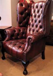Leather Georgian High Back Wing Chair Leather Furniture Furniture Living Room Furniture