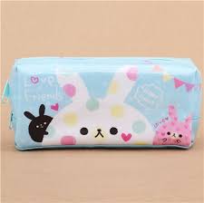 Light Blue Colorful Cats Bunny Rabbit Pencil Case By Kamio From Japan Cat Pencil Case Pencil Case Stationery Pencil Case
