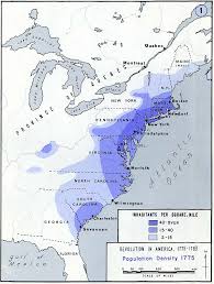 population density of the 13 american colonies in 1775