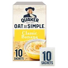 Check nutrition labels for portion size. Quaker Oat So Simple Classic Banana Porridge Sachets 10x34 8g Sainsbury S