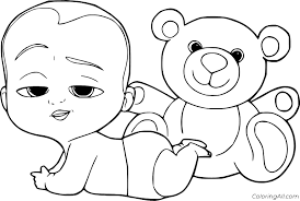 Free bear coloring pages for you to enjoy. Boss Baby And Teddy Bear Coloring Page Coloringall