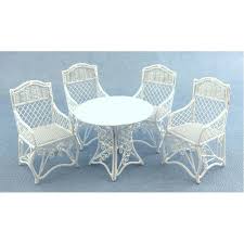 Dolls House Garden Furniture White Wrought Iron Patio Set Table 4 Chairs In 2020 Wrought Iron Patio Set Patio Set Chair