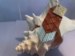 Gold and Textured Leather Faux Leather Arrow Fringe Earrings